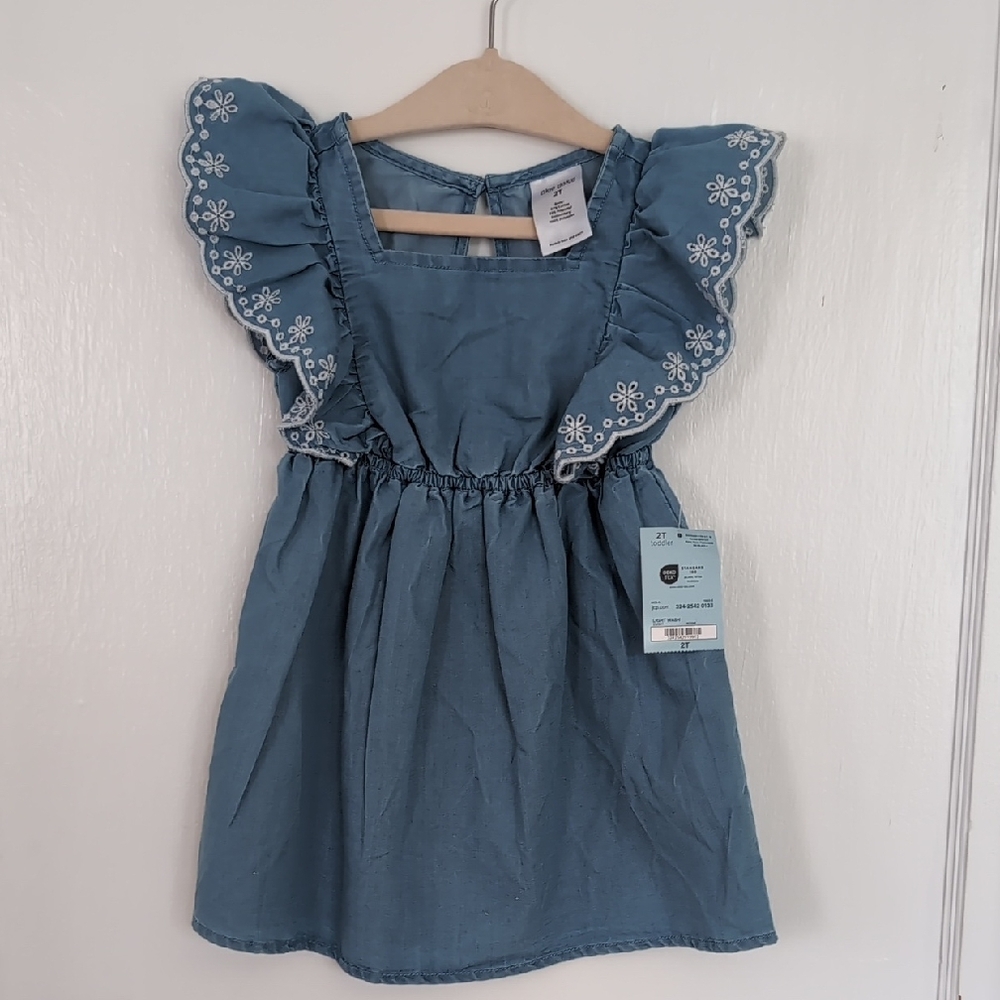 Blue Embroidered Kids Dress